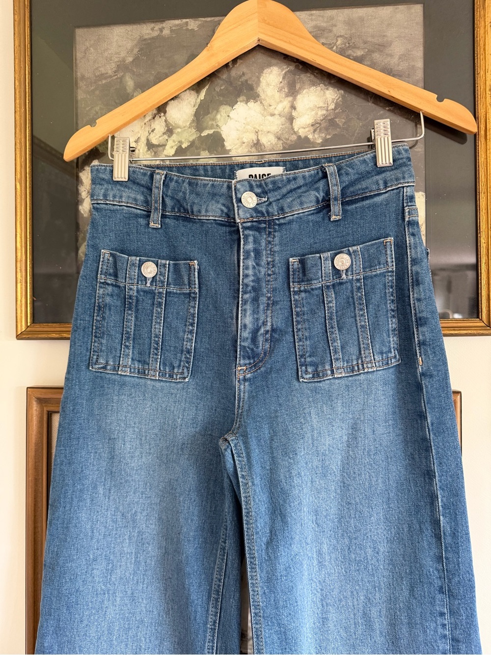 PAIGE Classic Wide-Leg High-Rise Jeans - Medium Blue - Picture 4 of 12